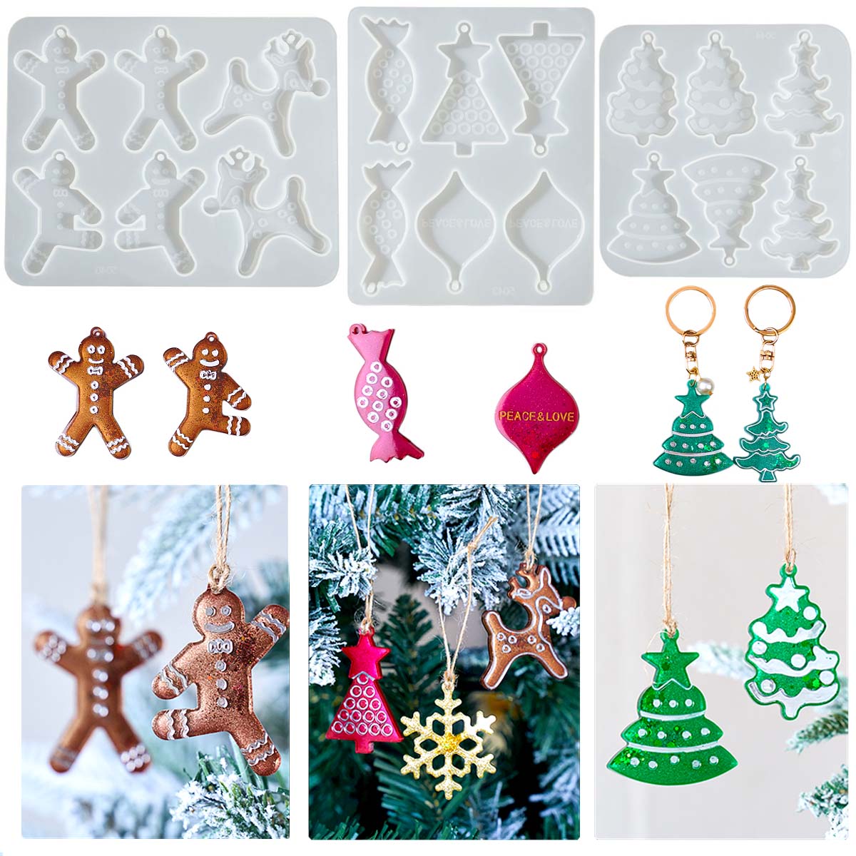 Resin Mold Jewelry - Série de natal brincos pingente molde
